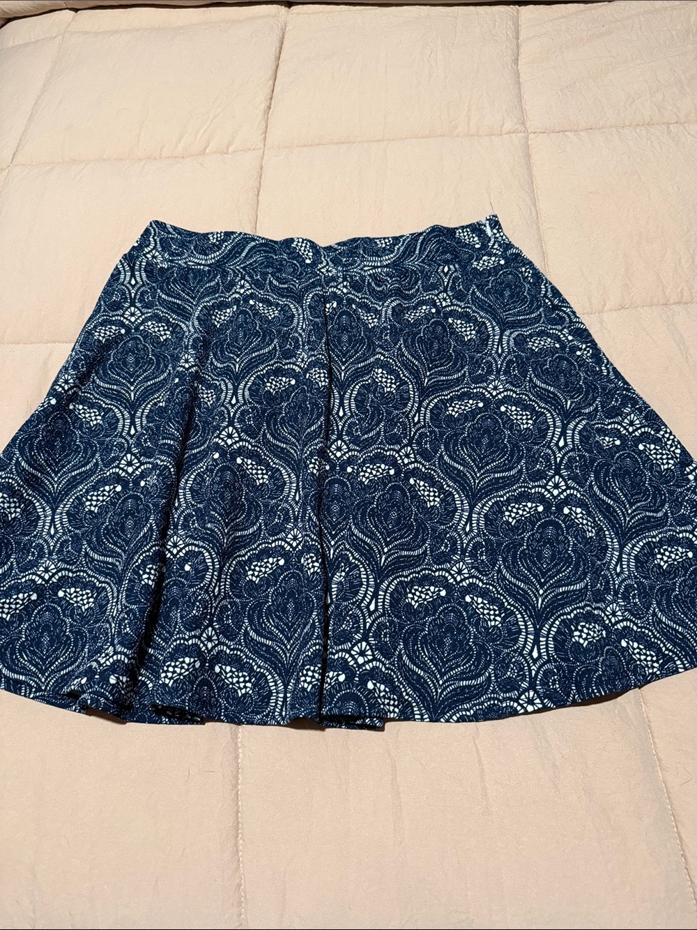 Navy Blue Patterned Skirt